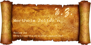 Wertheim Zoltán névjegykártya